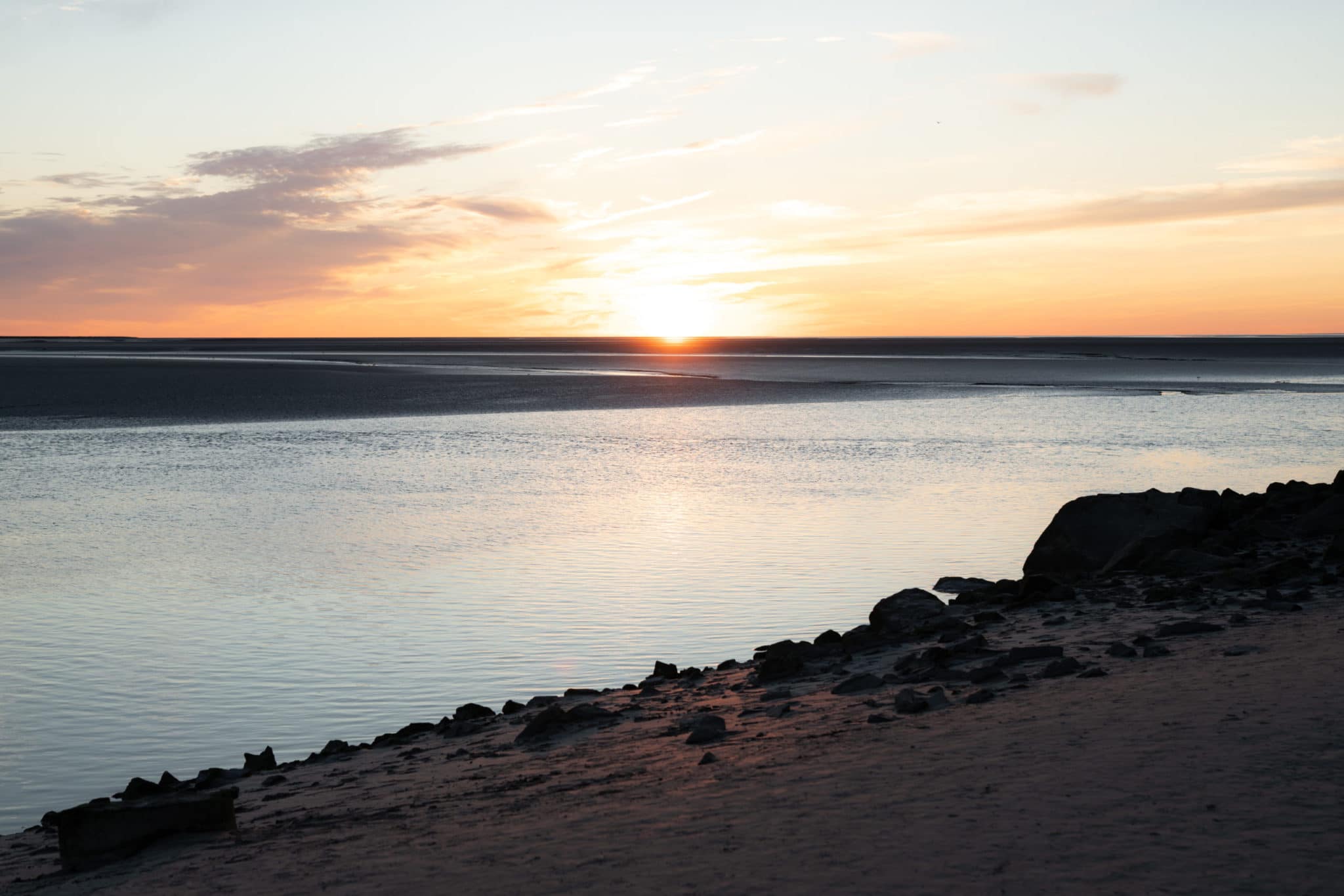 Coucher de soleil au Mont Saint Michel en Normandie